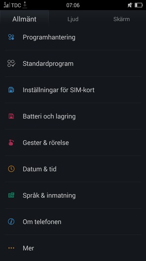 Scrolla till och välj Om telefonen