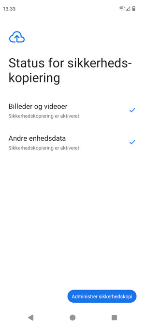 Vælg Administrer sikkerhedskopi