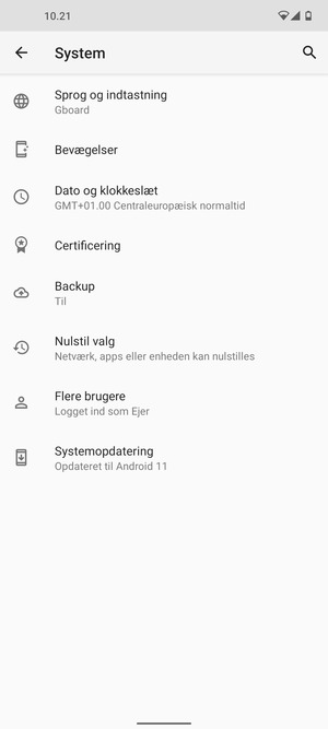 Vælg Systemopdatering