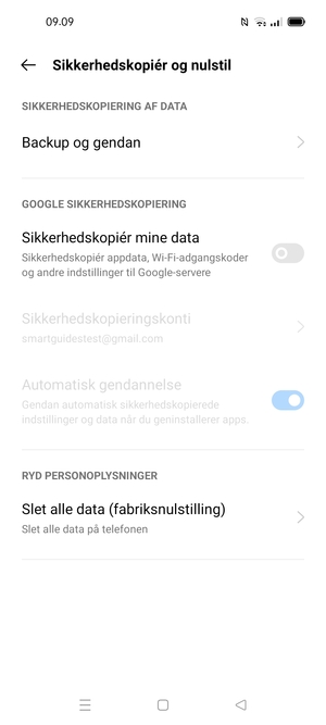 Aktiver Sikkerhedskopiér mine data