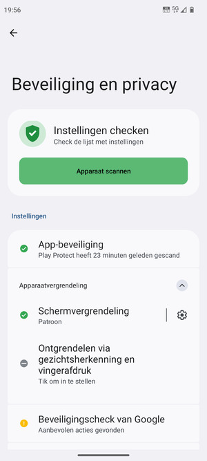 Uw telefoon is nu beveiligd met een schermvergrendeling