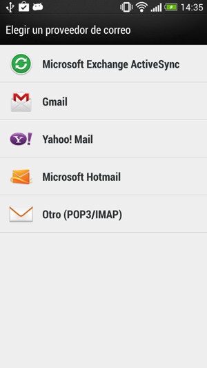 Seleccione Microsoft Exchange ActiveSync