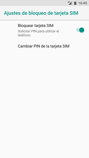 Seleccione  Cambiar PIN de la tarjeta SIM