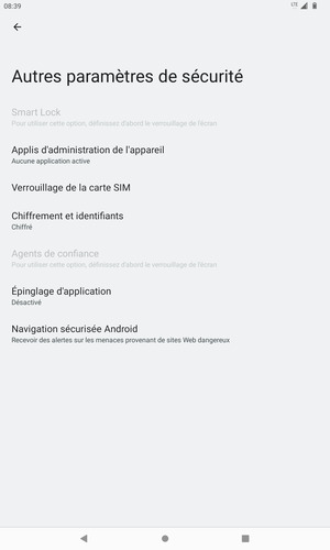 Sélectionnez Verrouillage de la carte SIM