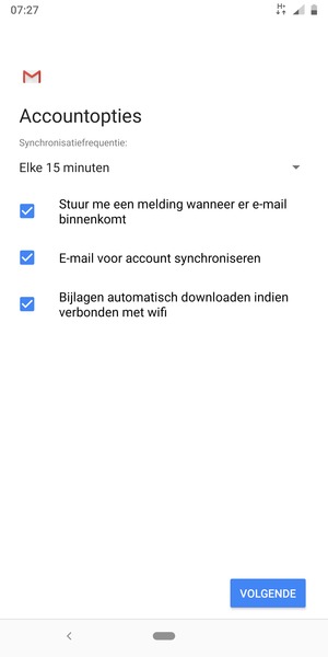 Selecteer VOLGENDE