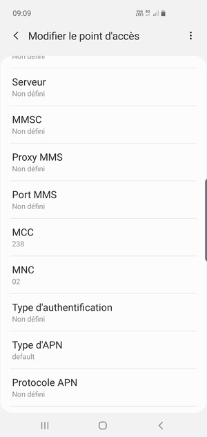Faites défiler vers le bas et saisissez les informations MMS