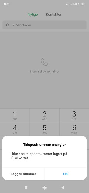 Hvis personsvar ikke er innstilt, velg Legg til nummer