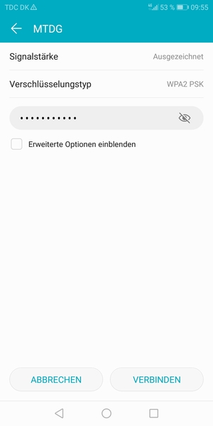 Geben Sie das WLAN-Passwort ein und wählen Sie VERBINDEN