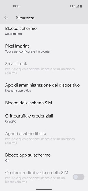 Scorri e seleziona Blocco della scheda SIM