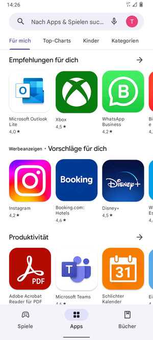 Wählen Sie die Suchleiste