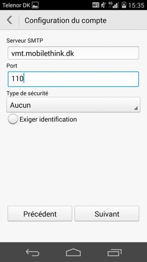 Décochez la case Exiger identification et sélectionnez Suivant