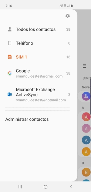 Seleccione Administrar contactos