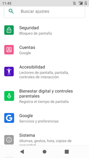 Desplácese y seleccione Seguridad
