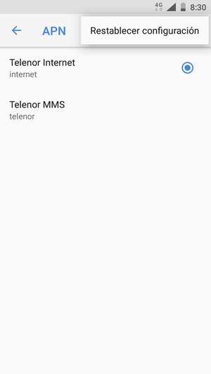 Seleccione Restablecer configuración