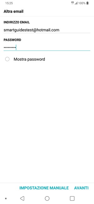 Inserisci il tuo indirizzo email e password. Seleziona AVANTI