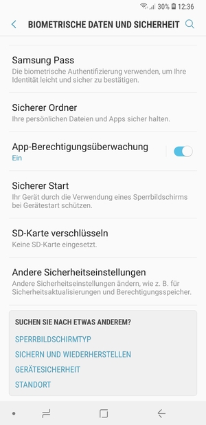 Scrollen Sie und wählen Sie Andere Sicherheitseinstellungen