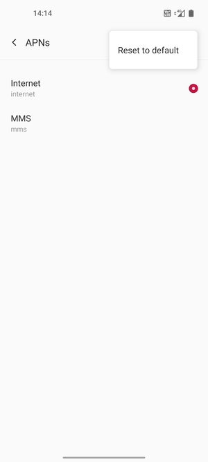 Select Reset to default