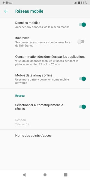 Sélectionnez Noms des points d'accès