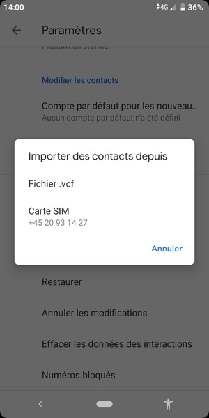 Sélectionnez Carte SIM