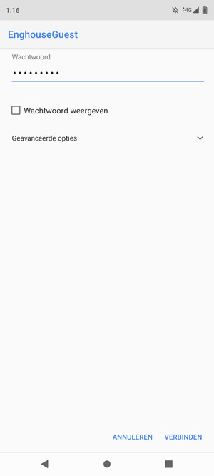 Voer het Wifi-wachtwoord in en selecteer VERBINDEN