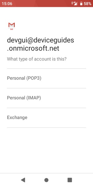 Select Personal (POP3) or Personal (IMAP)