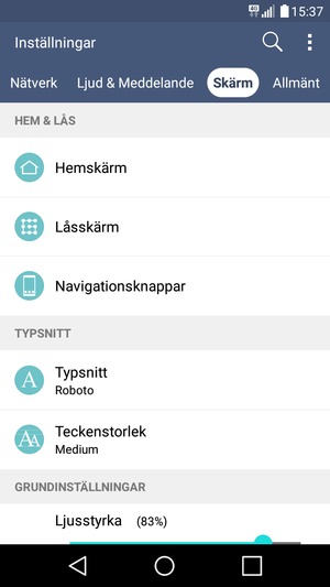 Välj Skärm och Låsskårm