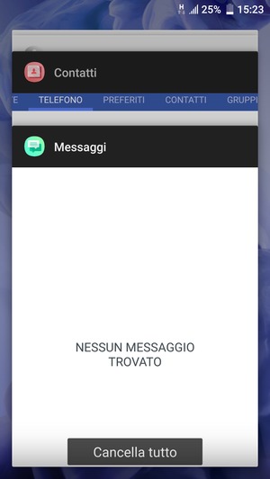 Seleziona Cancella tutto per chiudere tutte le applicazioni in esecuzione