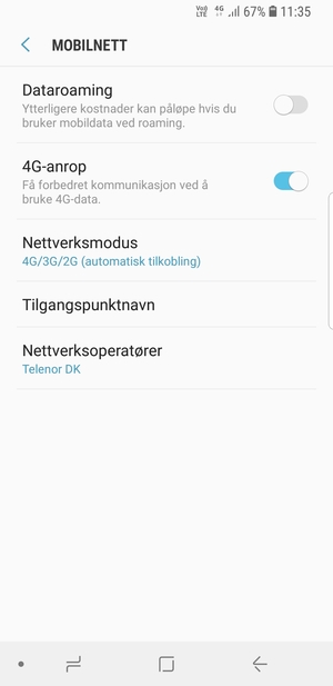 Velg Nettverksmodus