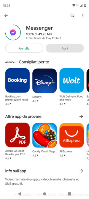Attendi il completamento del processo di installazione
