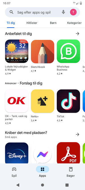 Vælg søgefeltet