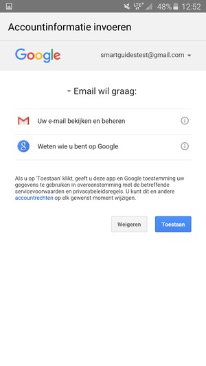 Selecteer Toestaan