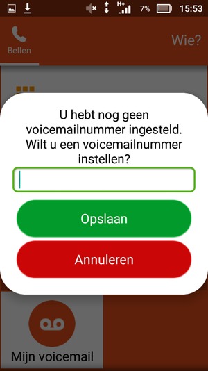 Voer het Voicemailnummer in en selecteer Opslaan