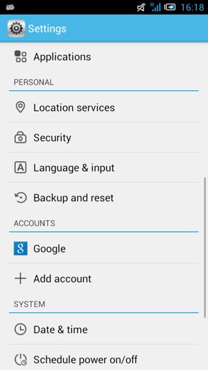 Return to the Settings menu and select Google