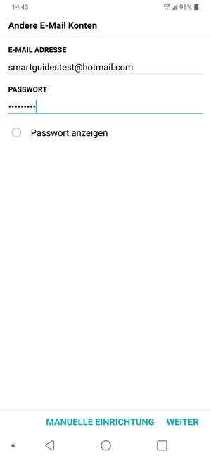 Geben Sie Ihre E-Mail-Adresse und Ihr Passwort ein. Wählen Sie WEITER