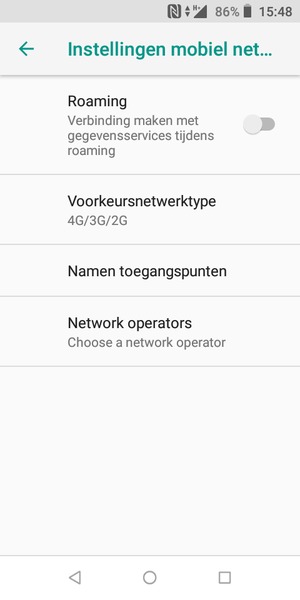 Om van netwerk te wisselen in geval van netwerkproblemen, selecteert u Network operators