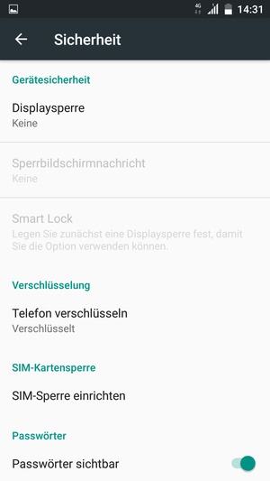 Wählen Sie SIM-Sperre einrichten