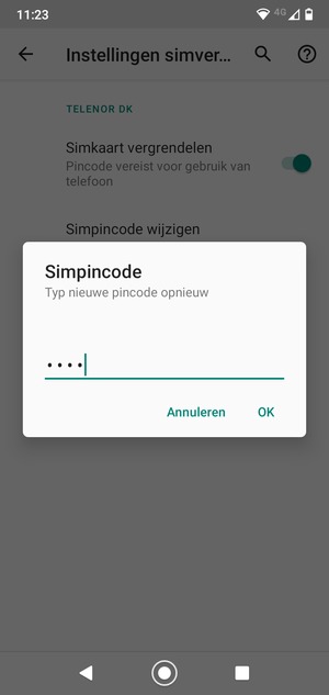 Bevestig uw nieuwe simpincode en selecteer OK