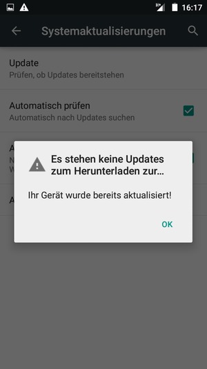Falls Ihr Handy aktualisiert ist, wählen Sie OK