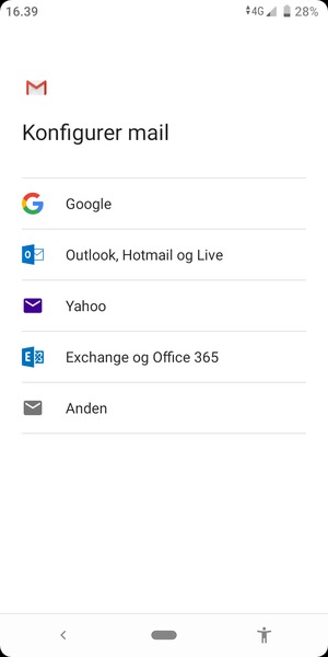 Vælg Outlook, Hotmail og Live