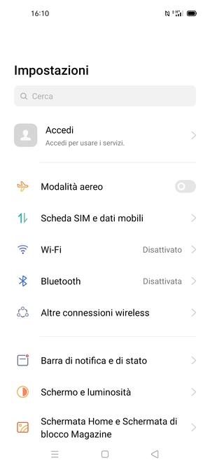 Seleziona Scheda SIM e dati mobile