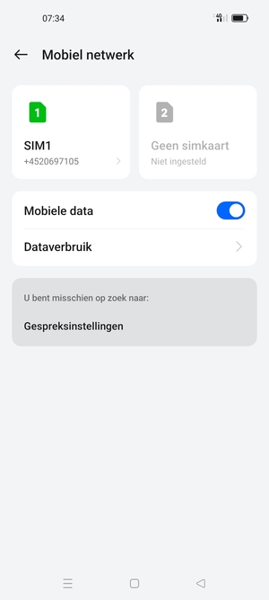 Selecteer SIM1 of SIM2