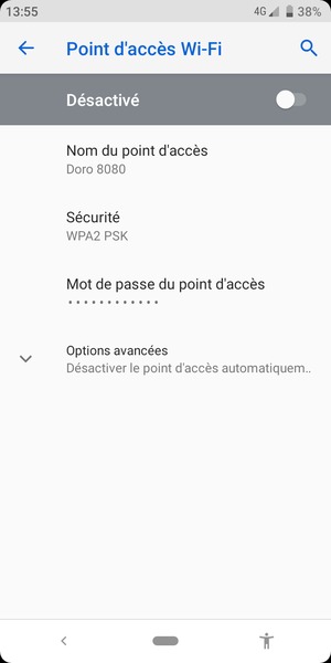 Sélectionnez Mot de passe du point d'accès