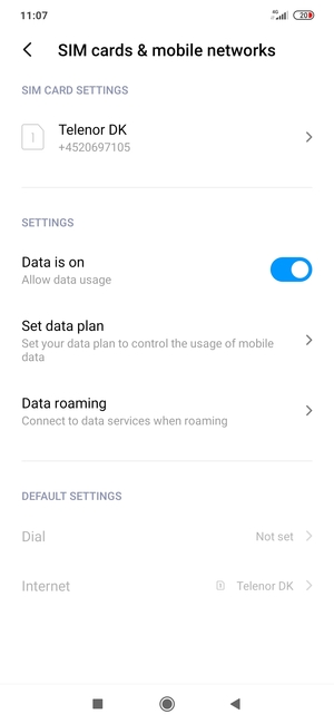 Select Data roaming