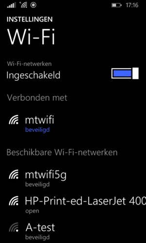 U bent nu verbonden met het WiFi-netwerk