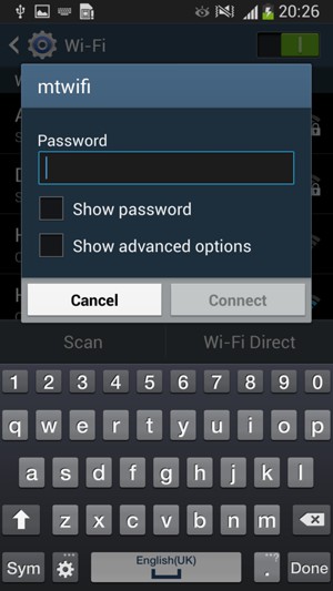 Enter the Wi-Fi password and select Connect