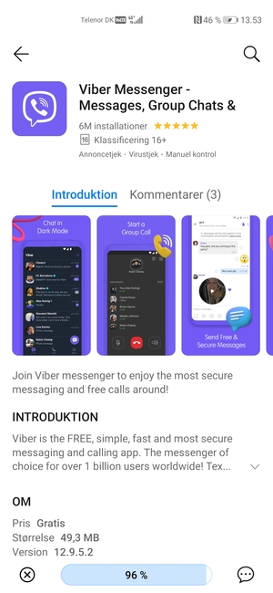 Afvent at installeringen er afsluttet