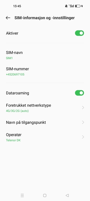 Slå Dataroaming på eller av