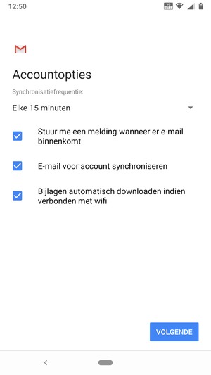 Selecteer VOLGENDE