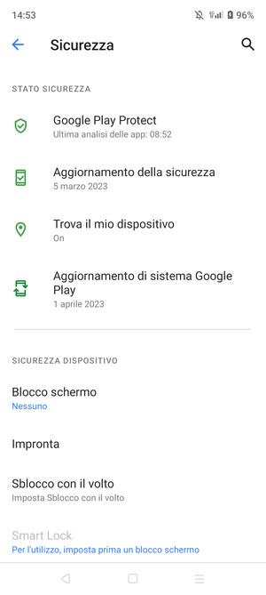 Seleziona Blocco schermo