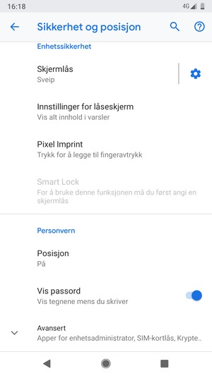 Bla til og velg Avansert